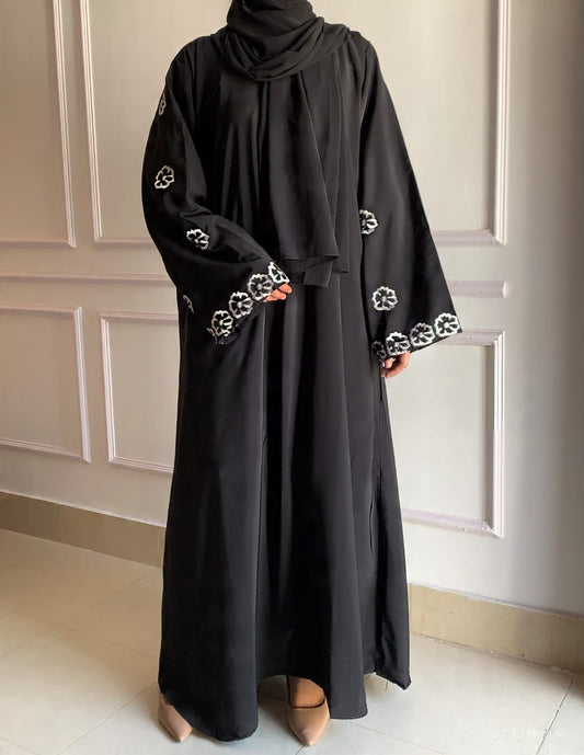 Black Abaya with Sleeves Embroidery